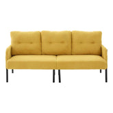 Yellow sofa with black legs on a white background