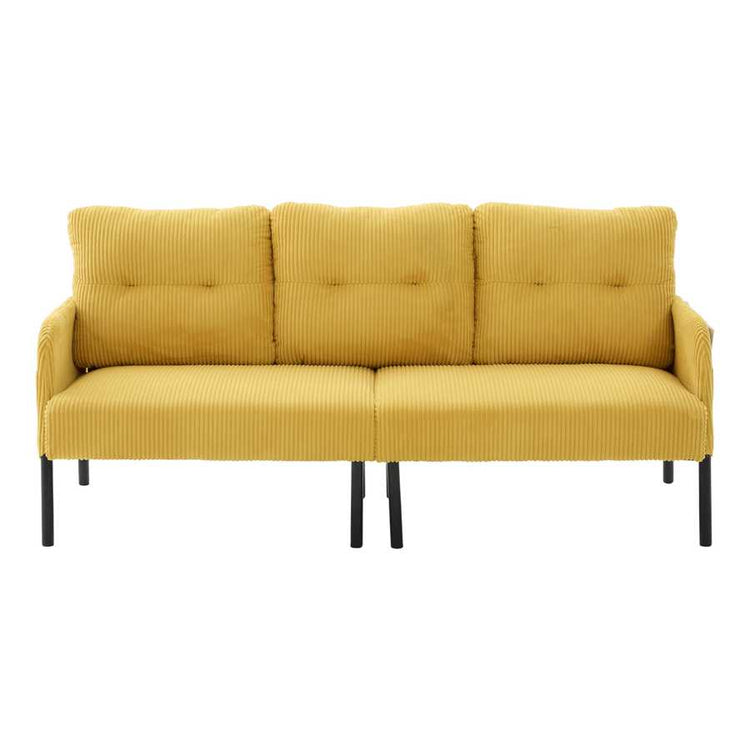 Yellow sofa with black legs on a white background