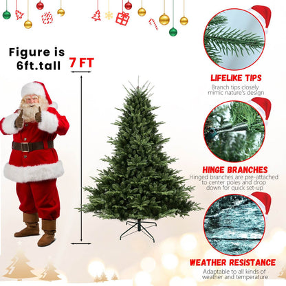 Full-Shaped 6FT Christmas Tree with 1673 Tips – PE/PVC Mixed Needles, Wide Base for Large Spaces, Hinged Structure for Easy Setup, Metal Stand for Strong Support*