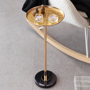 Adjustable Side Table, Small Tea Martini Table, Gold, Natural Marble Decorative Pedestal End Table for Display and Storage