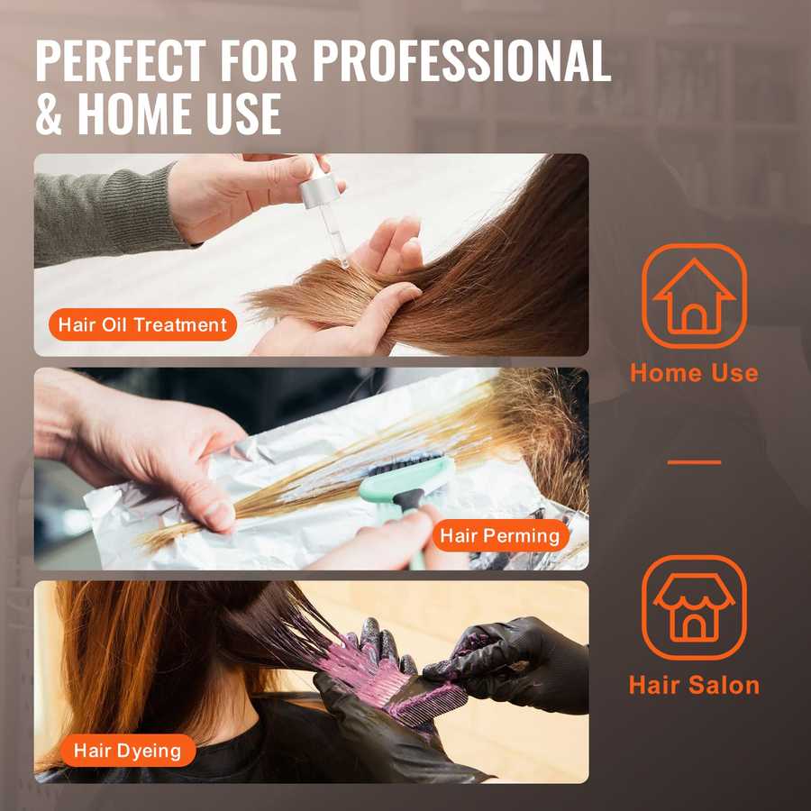 Detailed specifications of black hair steamer with dimensions and features