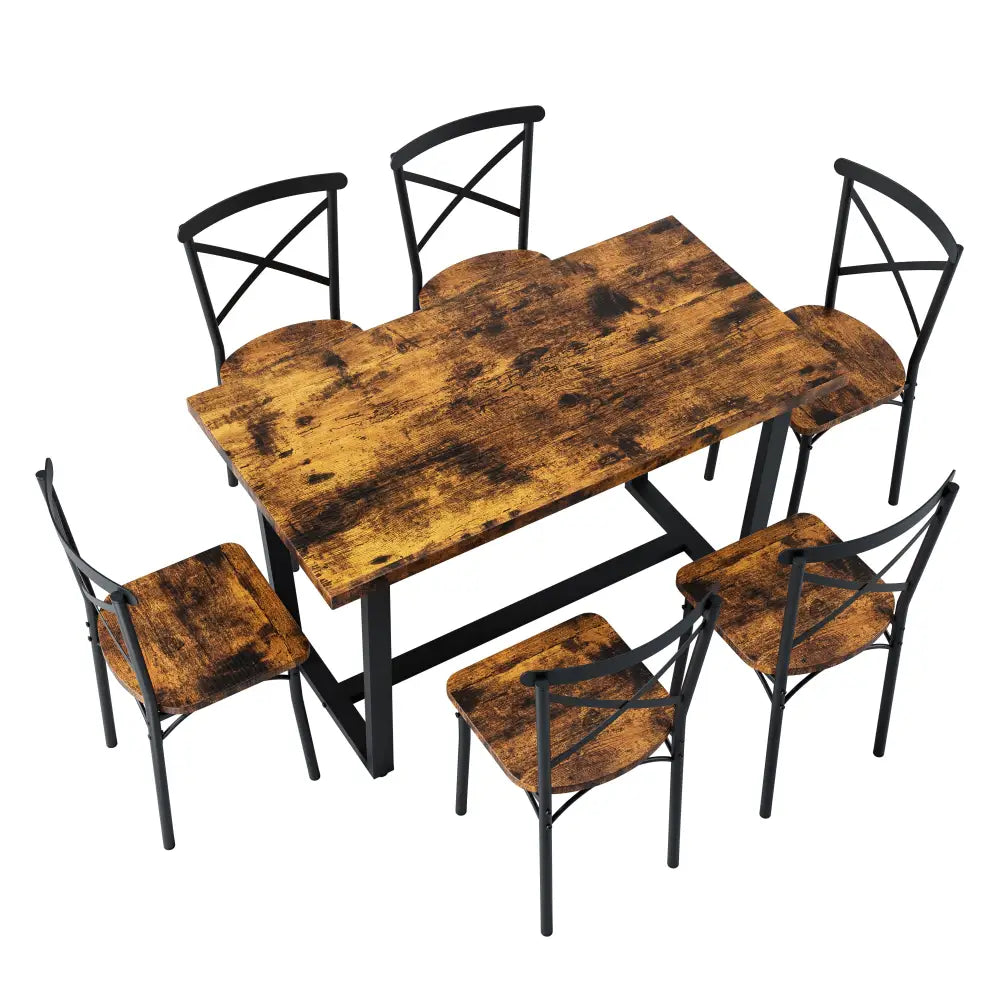 7 Pieces Dining Set 7-Piece Kitchen Table Set Perfect for Kitchen, Breakfast Nook, Living Room Occasions MLNshops]