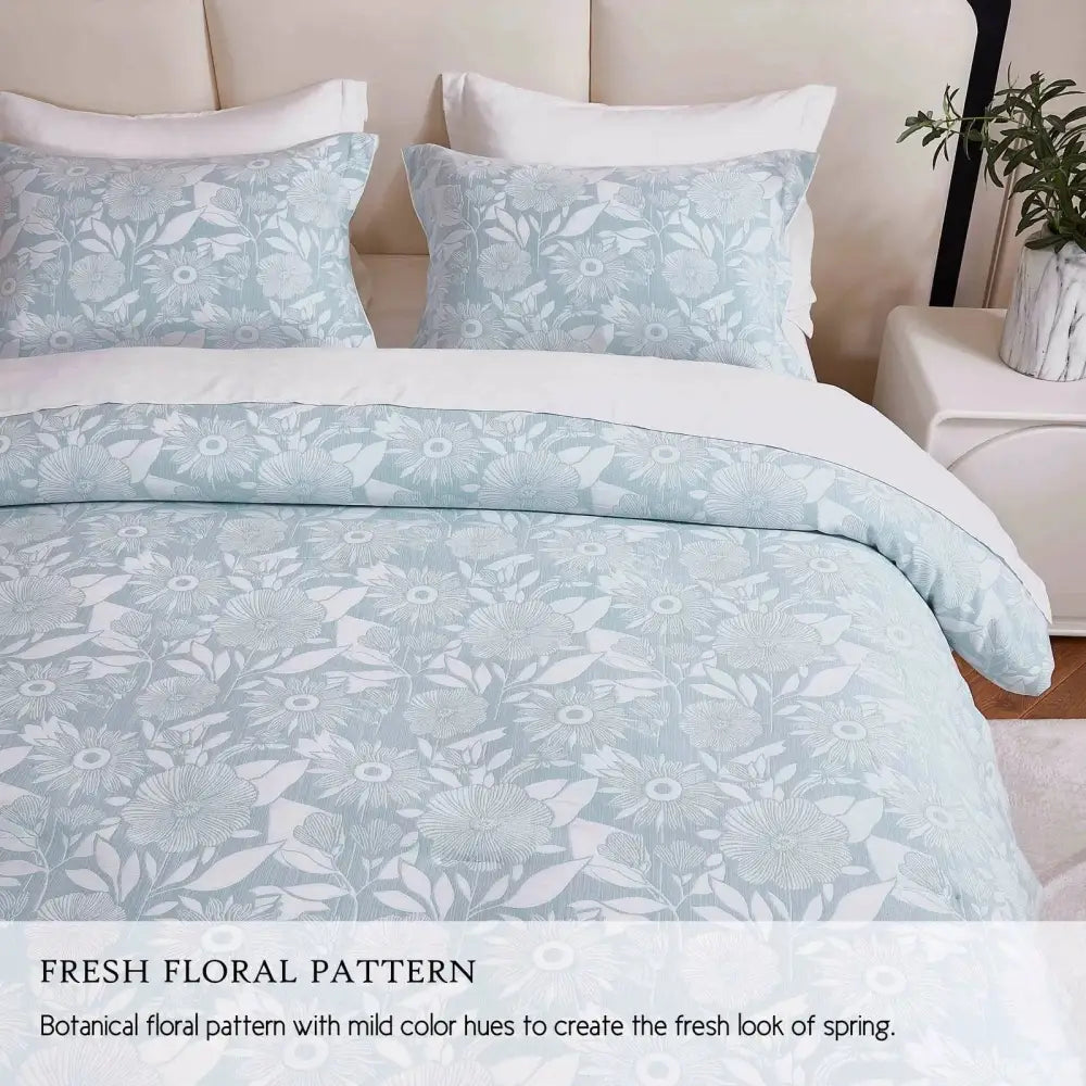 7 Pieces Floral Jacquard Comforter Set Modern Botanical Elegant Bed in a Bag MLNshops]