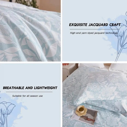 7 Pieces Floral Jacquard Comforter Set Modern Botanical Elegant Bed in a Bag MLNshops]