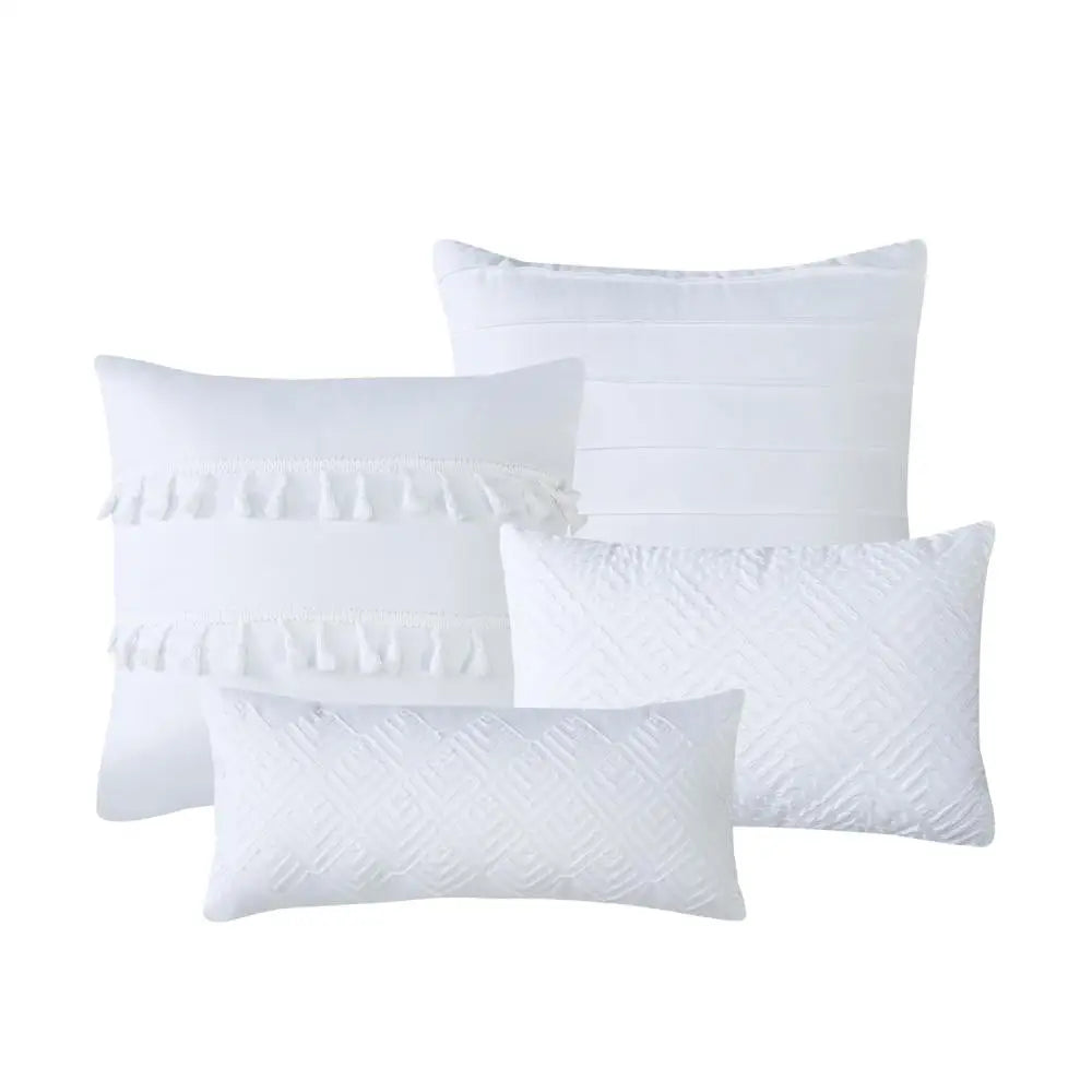 7 Pieces White Jacquard Luxury Retro Style Comforter Set-Queen King Size MLNshops]