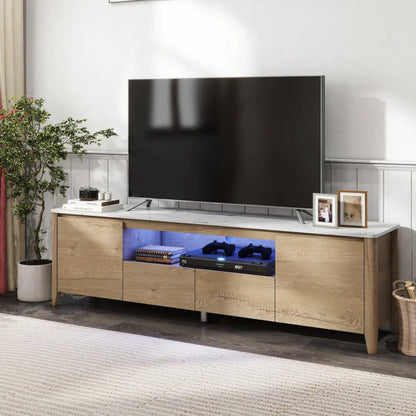 70 Inches Modern TV stand with LED Lights Entertainment Center TV cabinet with Storage for Up to 75 inches for Gaming Living Room Bedroom MLNshops]