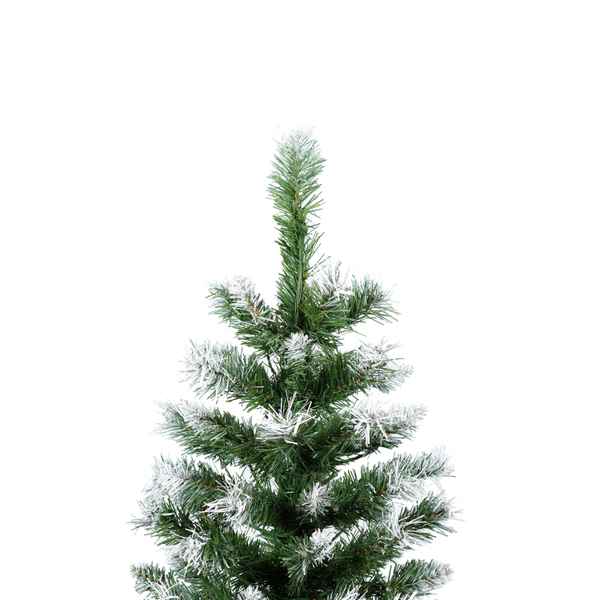 Green artificial Christmas tree on a white background
