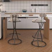 Upholstered Bar Stools Set of 2 Striped Counter Height Barstools Modern Velvet Dining Chairs for Kitchen Island, Living Room (Black & Stripe)