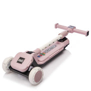 Close-up of pink scooter deck with LEGO bricks for kids