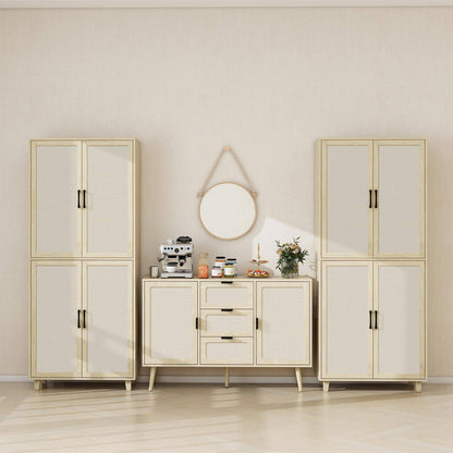 4 Door Cabinet, with 4 Adjustable Inner Shelves, Storage Cabinet