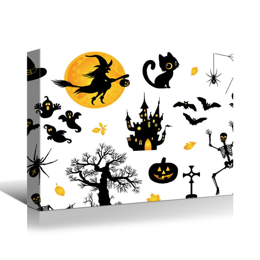 1pcs Drop-Shipping Framed Canvas Wall Art Decor Painting For Halloween, Halloween Scene Painting For Halloween Gift MLNshops]