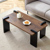Modern Walnut MDF Coffee Table styled in a minimalist living room, showcasing its clean lines and functional design for accent furniture use.