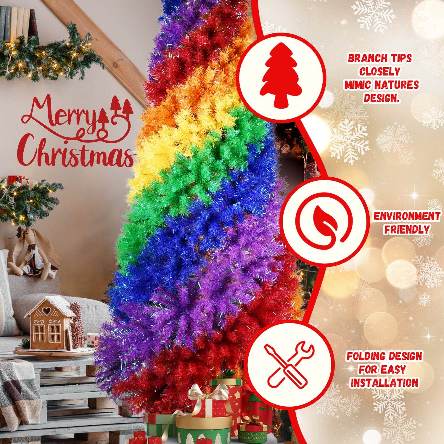 MLNshops Rainbow Spiral Christmas Tree - Vibrant Holiday