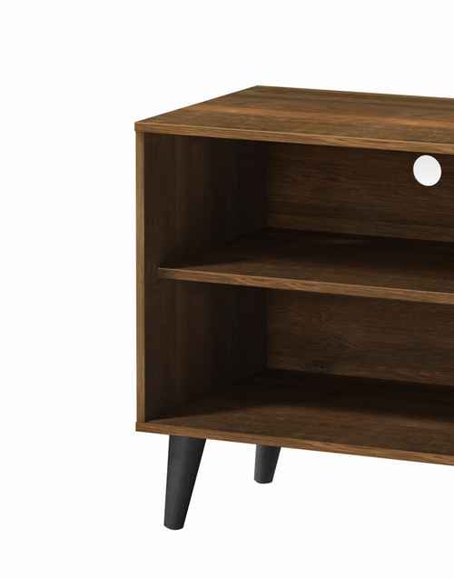 Detail of the wooden TV stand&