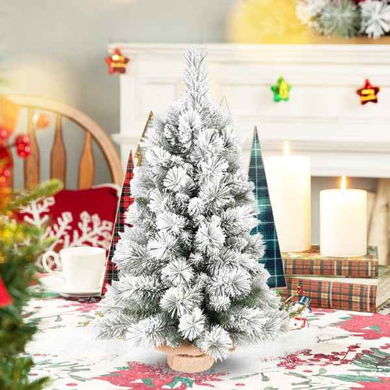 2.5 ft flocked tabletop Christmas tree with burlap base