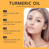 Advertisement for turmeric oil with a woman&