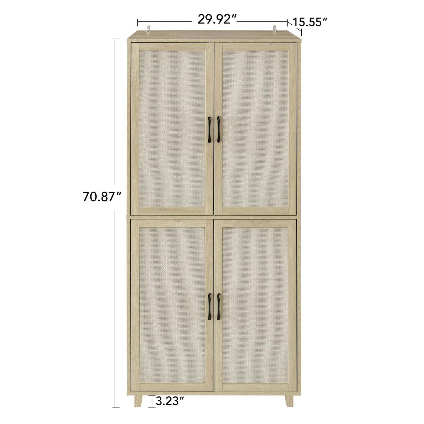 4 Door Cabinet, with 4 Adjustable Inner Shelves, Storage Cabinet