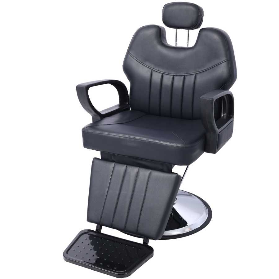 Heavy Duty Hydraulic Barber Chair with adjustable headrest and PU leather finish for salon professionals