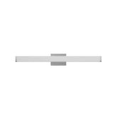 A modern horizontal wall light fixture with a matte white frosted glass shade and a brushed silver metal mounting bracket, shown against a plain white background.