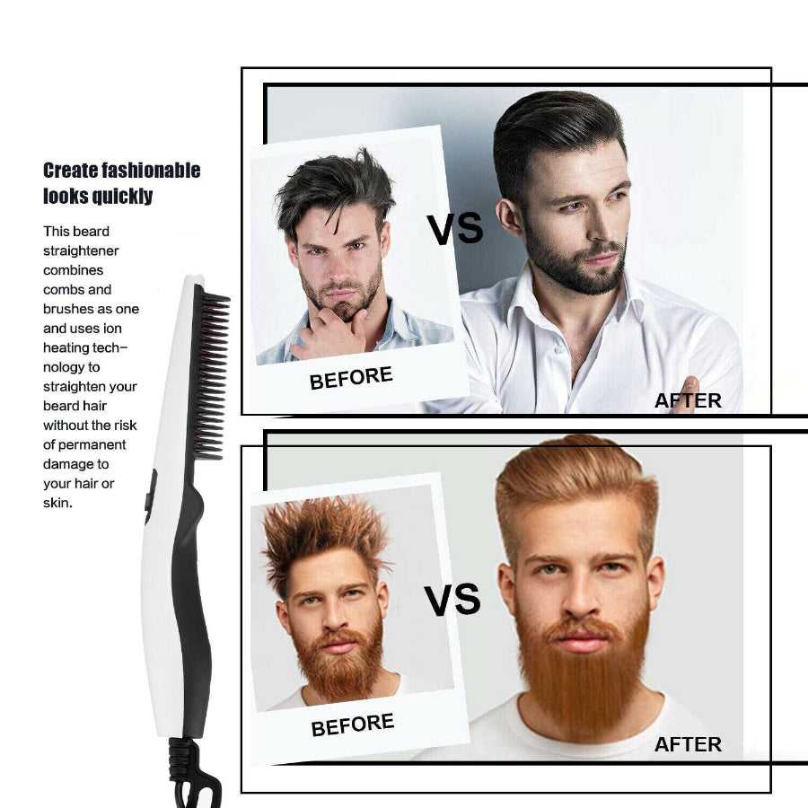 Electric beard straightening comb for quick styling