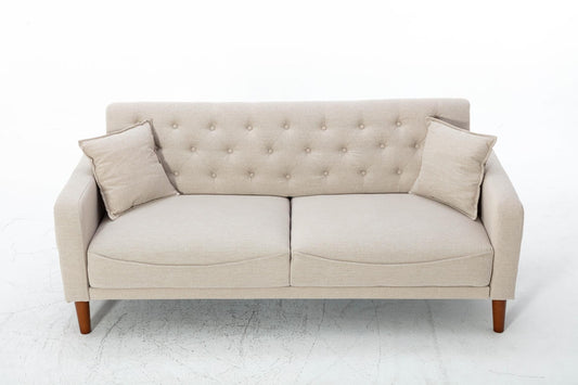 77.95 "Sponge Cushioned Sofa - Beige(Solid wood legs are detachable)