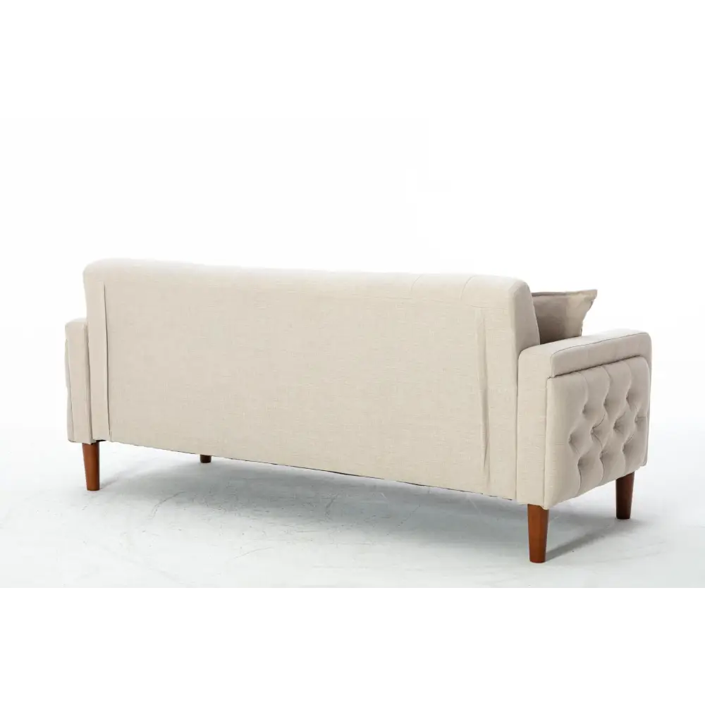 77.95 "Sponge Cushioned Sofa - Beige(Solid wood legs are detachable) MLNshops]