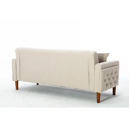 77.95 "Sponge Cushioned Sofa - Beige(Solid wood legs are detachable) MLNshops]