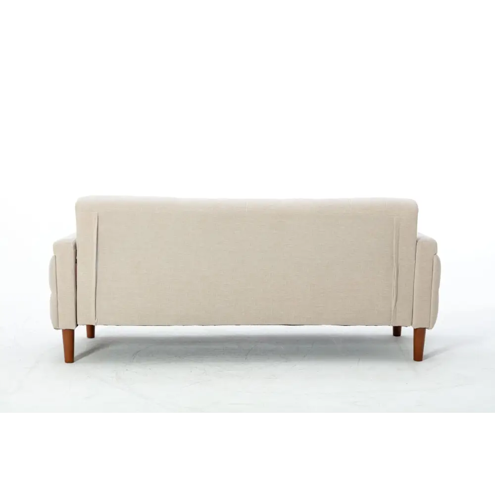 77.95 "Sponge Cushioned Sofa - Beige(Solid wood legs are detachable) MLNshops]