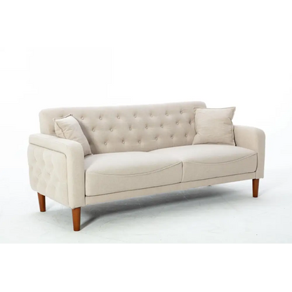 77.95 "Sponge Cushioned Sofa - Beige(Solid wood legs are detachable) MLNshops]