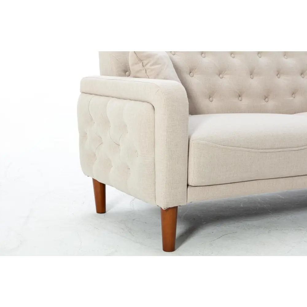 77.95 "Sponge Cushioned Sofa - Beige(Solid wood legs are detachable) MLNshops]