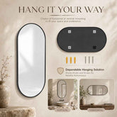 Advertisement for a wall mirror with mounting options and features.