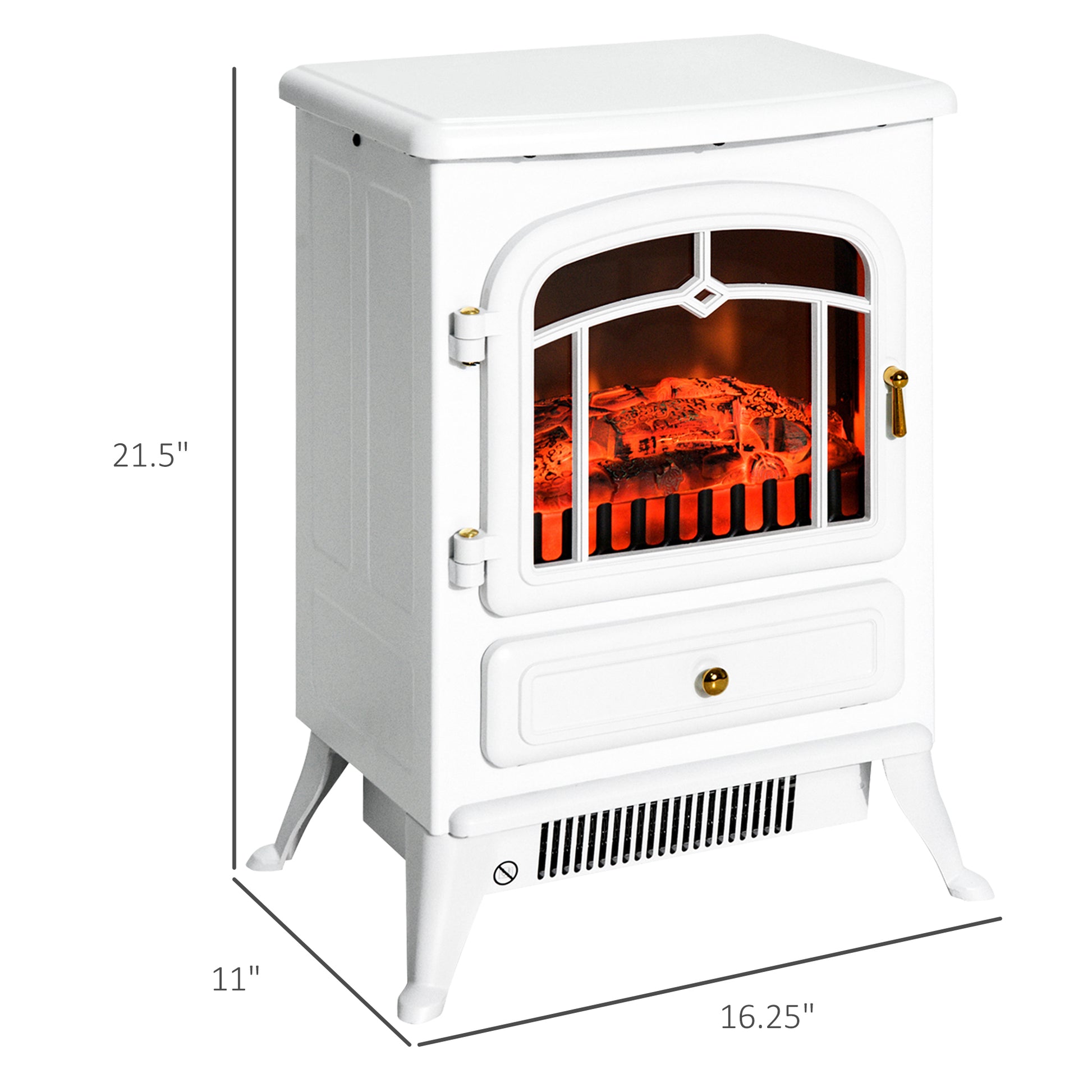 22" Electric Fireplace Heater, Freestanding Fire Place Stove with Realistic LED Flames and Logs, and Overheating Protection, 750W/1500W, White MLNshops]