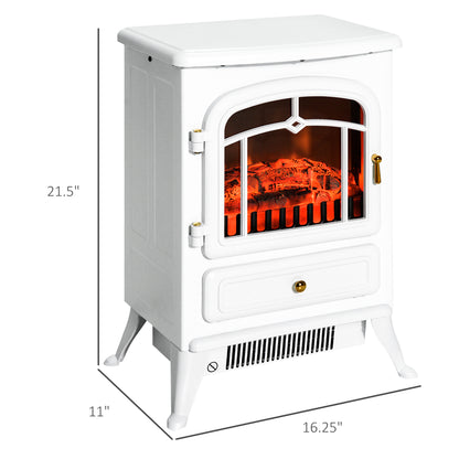 22" Electric Fireplace Heater, Freestanding Fire Place Stove with Realistic LED Flames and Logs, and Overheating Protection, 750W/1500W, White MLNshops]