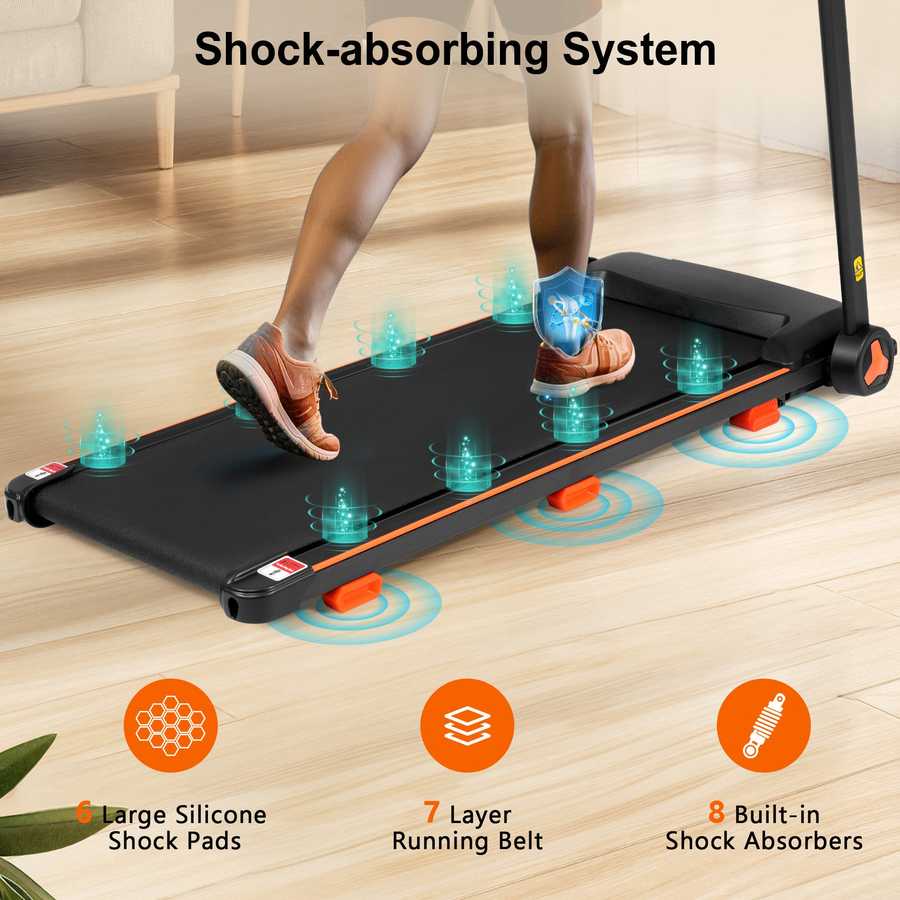Treadmill showing adjustable speed and running belt