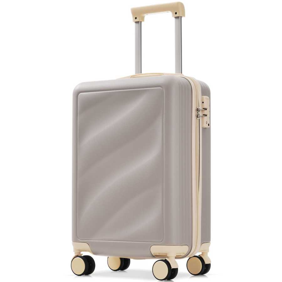 Compact carry-on suitcase from durable lightweight luggage set, featuring TSA lock and 360° spinner wheels for effortless travel.