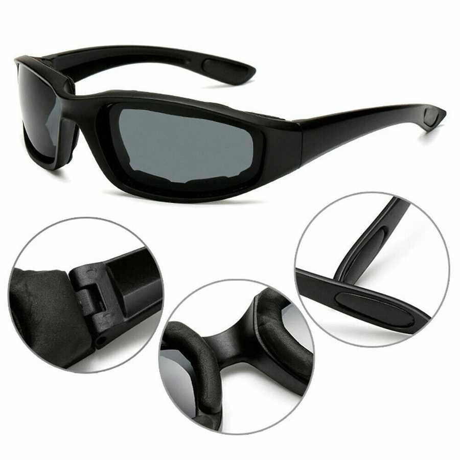 Black sunglasses with detailed close-ups on a white background