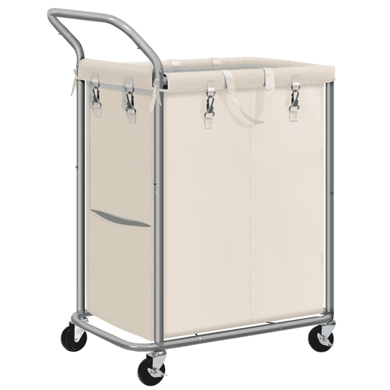 Laundry Hamper with Wheels,140L Rolling Laundry Hamper,2-Section Rolling Laundry Hamper with Removable Liner & Handles for Clothes Storage, Laundry Room, Beige