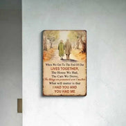 Metal wall art with sentimental quote displayed on a minimalist white wall, enhancing vintage-themed home decor.