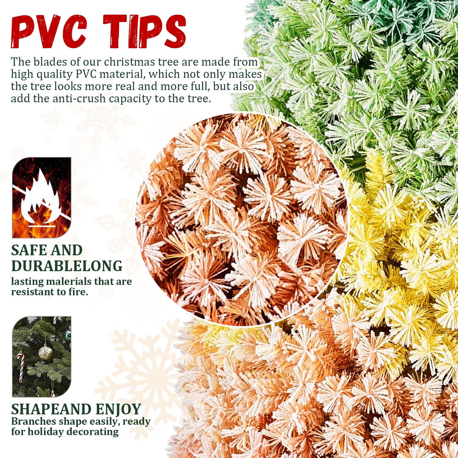 6ft Rainbow Flocked PVC Christmas Tree - Vivid Color