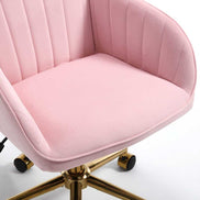 Pink office chair with gold base on a white background