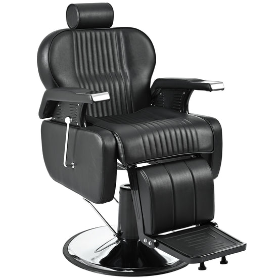 Heavy Duty Reclining Barber Chair,All Purpose Hydraulic Recline Barber Chair Salon Beauty Styling Chair360° Swivel & Height Adjustable,for Barber Shop & Beauty Salon,Spa Tattoo Styling Equipment,Black