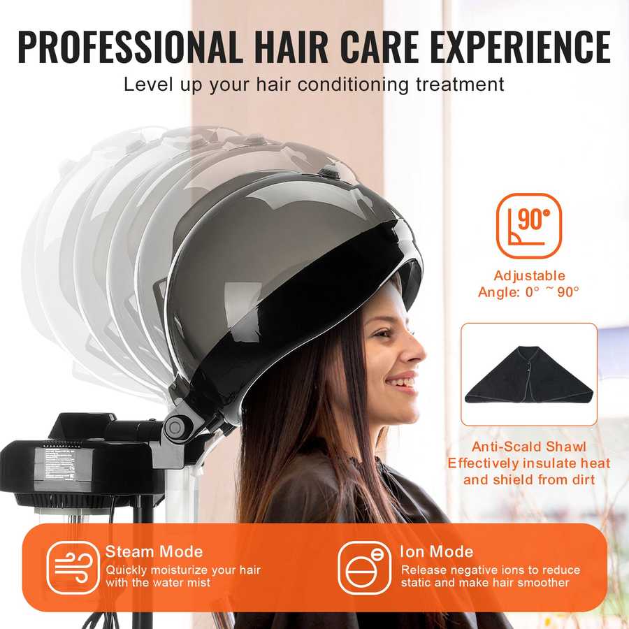 Woman using hair steamer for professional and home hair care treatments