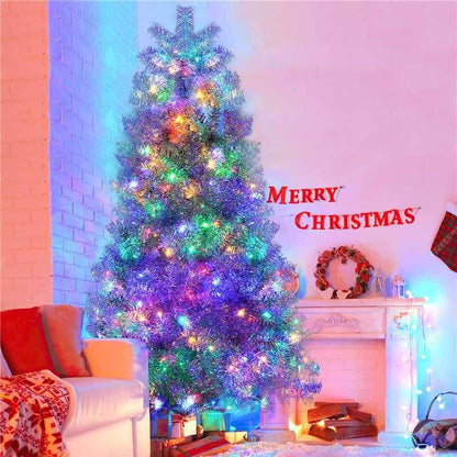 7.4FT Silver Pre-Lit Christmas Tree with 400 LED Lights Default