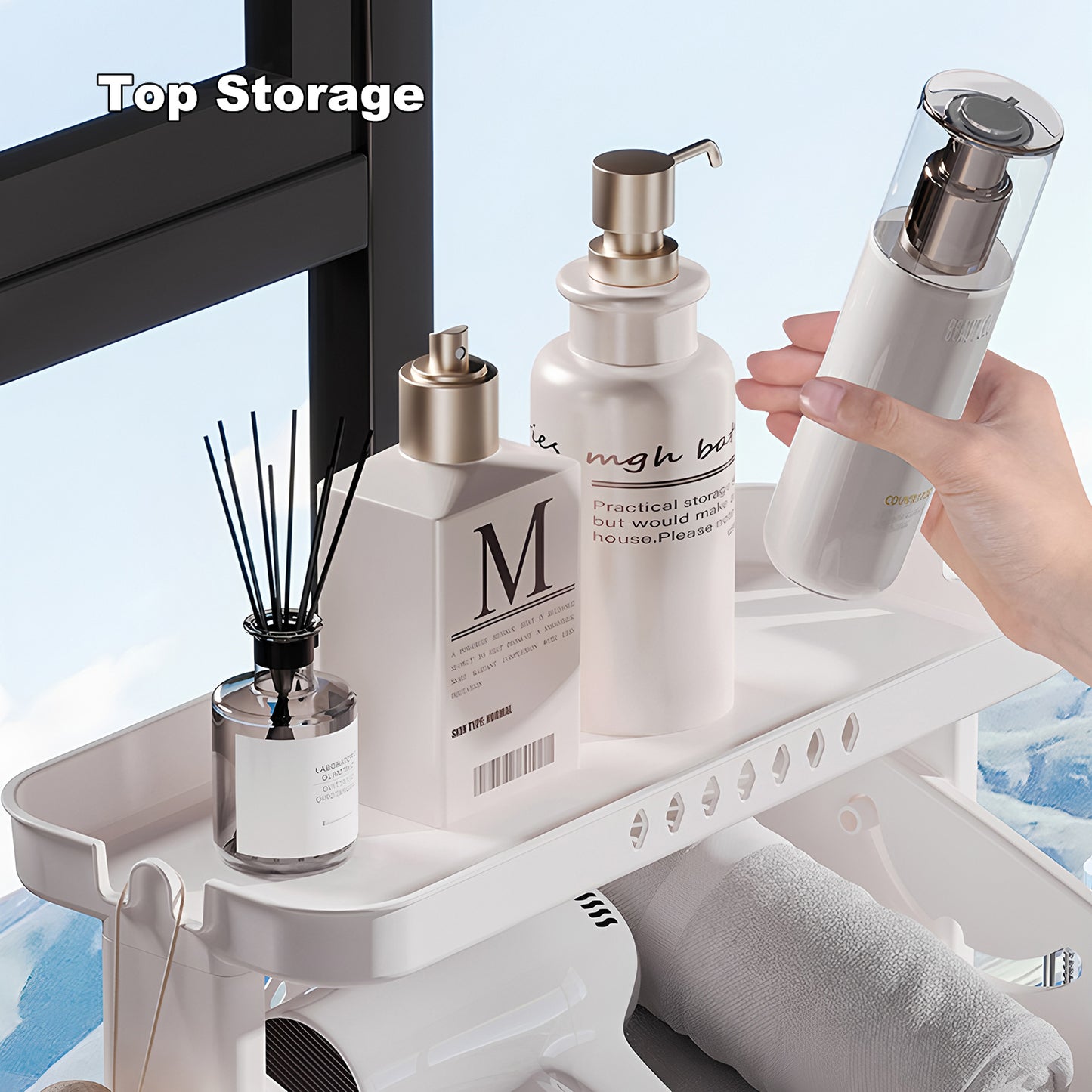 4-Tier Laundry Hamper Sorter, Laundry Storage Organizer with Wheels Removable Rolling Laundry Baskets, Bathroom Cart for Dirty Clothes, White