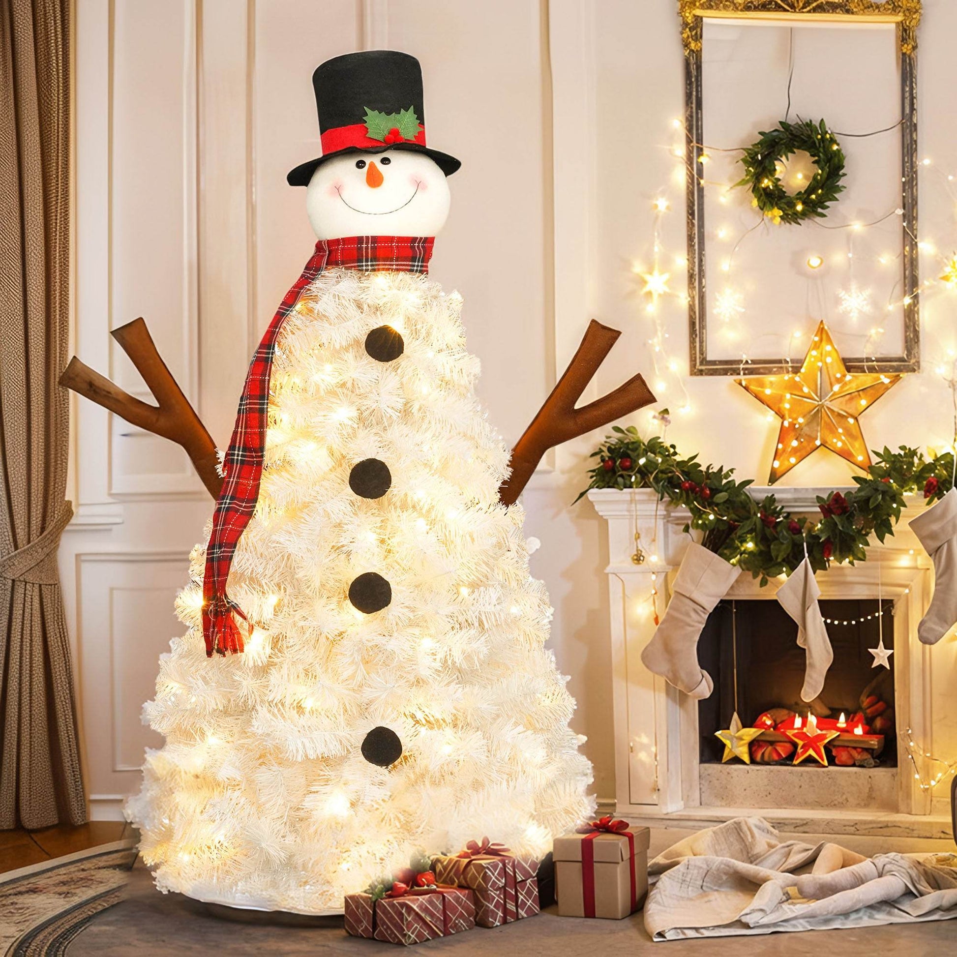 4ft Snowman Christmas Tree -Shaped Christmas Tree with Light Default