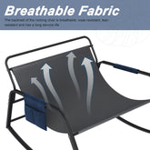 Rocking chair with breathable fabric backrest on a white background
