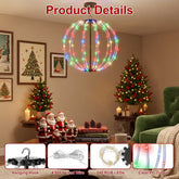 LED ball light details: hanging hook, lead wire, 240 RGB LEDs and clear PC tubes