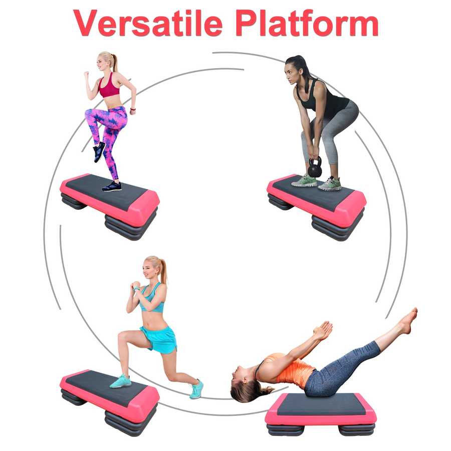 Aerobic Stepper Platform - Adjustable, 4 Risers | Portable stepper used in various exercises like lunges, squats, and core training.