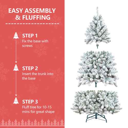 Flocked Christmas tree with pine cones easy assembly steps