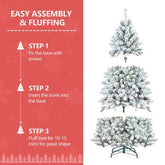 Flocked Christmas tree with pine cones easy assembly steps
